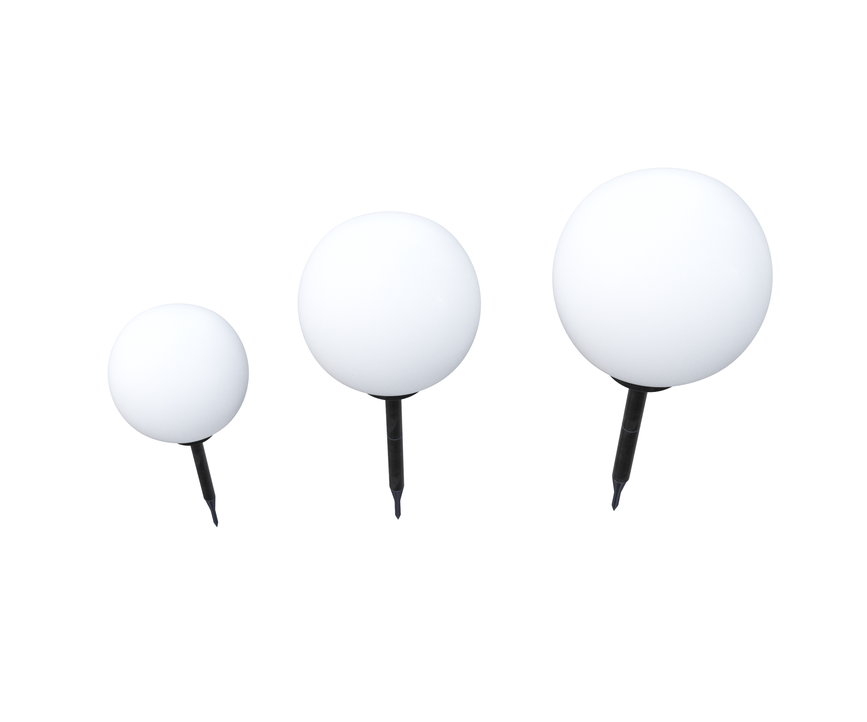 LED Solarlampe rund Set 3-teilig 20 / 25 / 30 cm