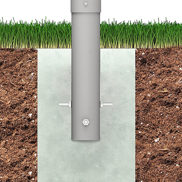 Poteau à bétonner pour panneau acier droit Biohort gris h.180 cm