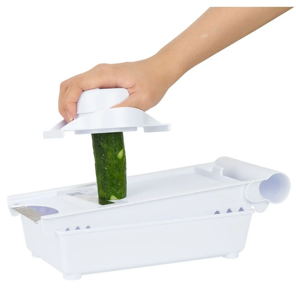 Mandoline multifonctions 5 en 1 en plastique et inox