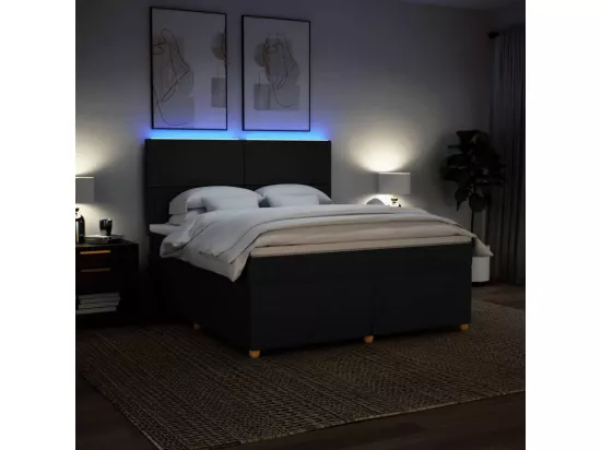 Sommier à lattes de lit avec matelas Noir 180x200 cm Tissu