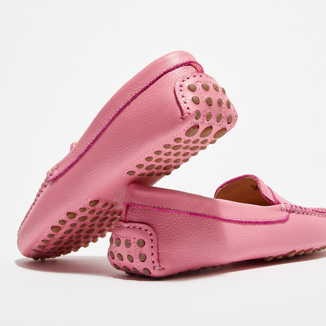Loafers Mocassins en Cuir Grainé Nell  roses