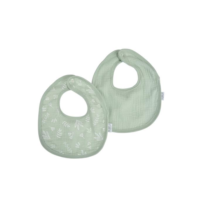 LOT 2 BAVOIRS GAZE DE COTON ET EPONGE 22X27CM CELADON