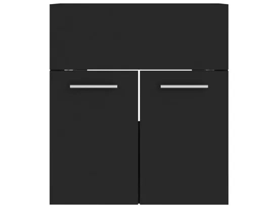 Armoire d'évier avec lavabo intégré Noir Aggloméré