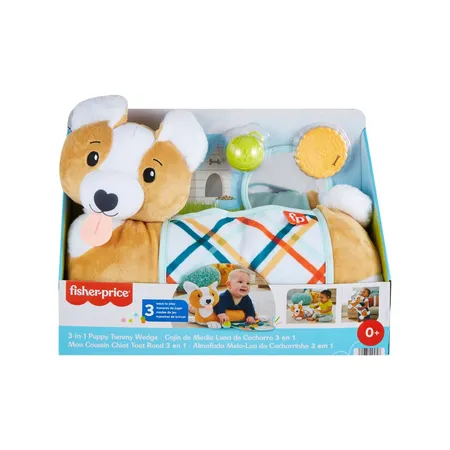 Fisher-Price 3-in-1 Hündchen Spielkissen für Bauchlage mit 3 Spielzeugen