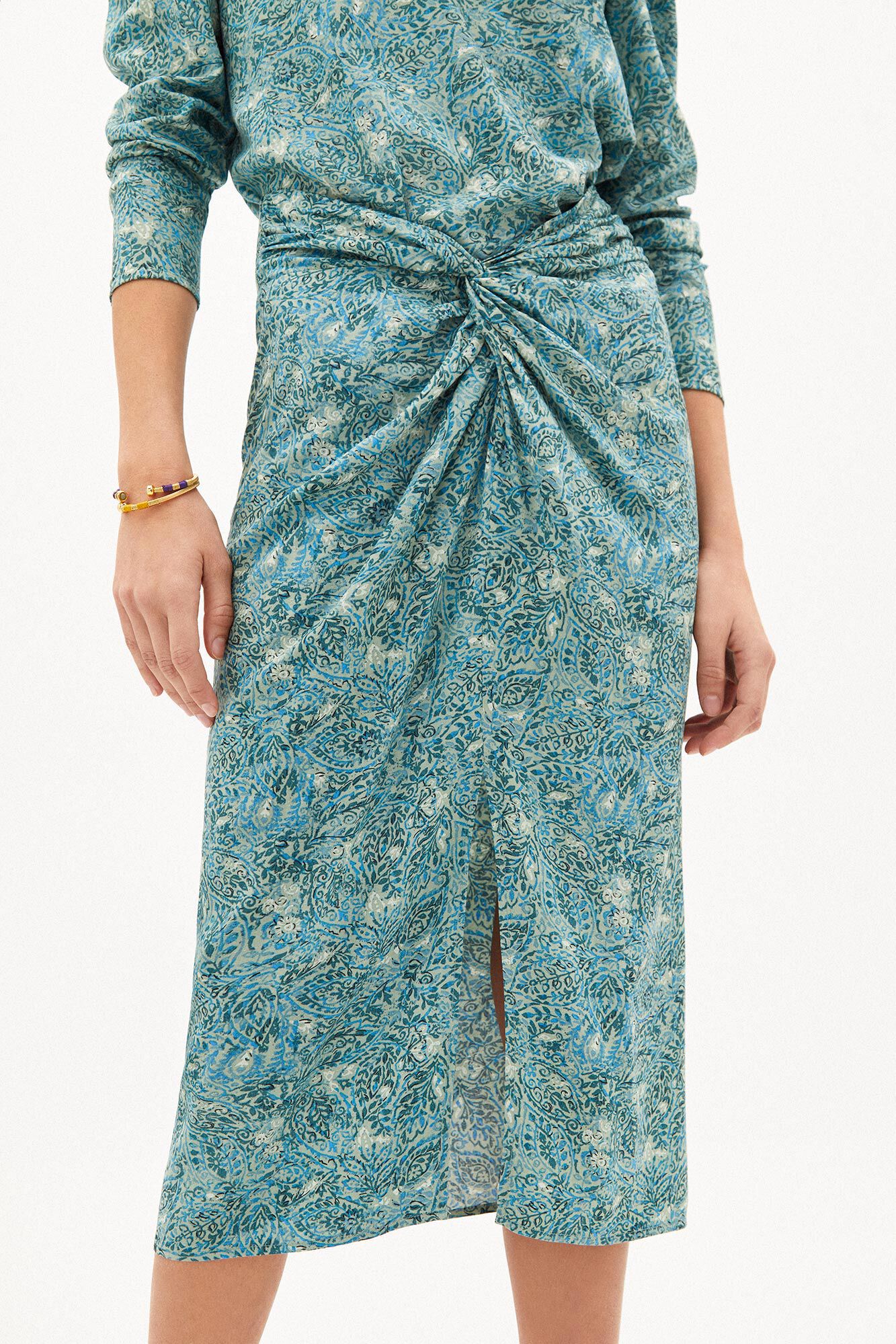 Saia midi estampada Janet - Bordô