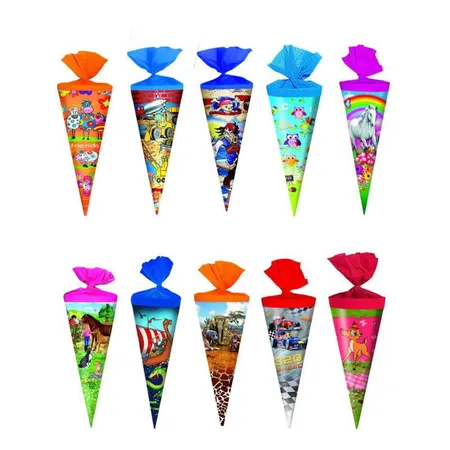 Livepac Office Schultüte mit Krepppapierverschluß, 25 cm, rund, 10 Stück