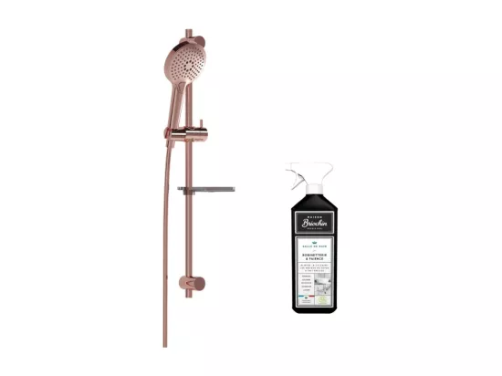 Pommeau de douche VITRA Aquaheat Bliss 3 jets avec barre, porte savon et flexible + nettoyant Briochin