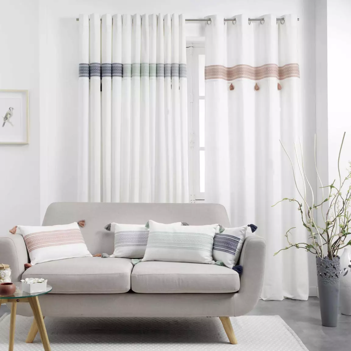 Rideau coton (140 x 240 cm) Amaya Gris