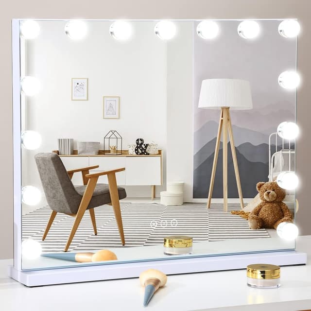 UNIQ XL Hollywood Vanity Spejl med 15 LED pærer og touch funktion
