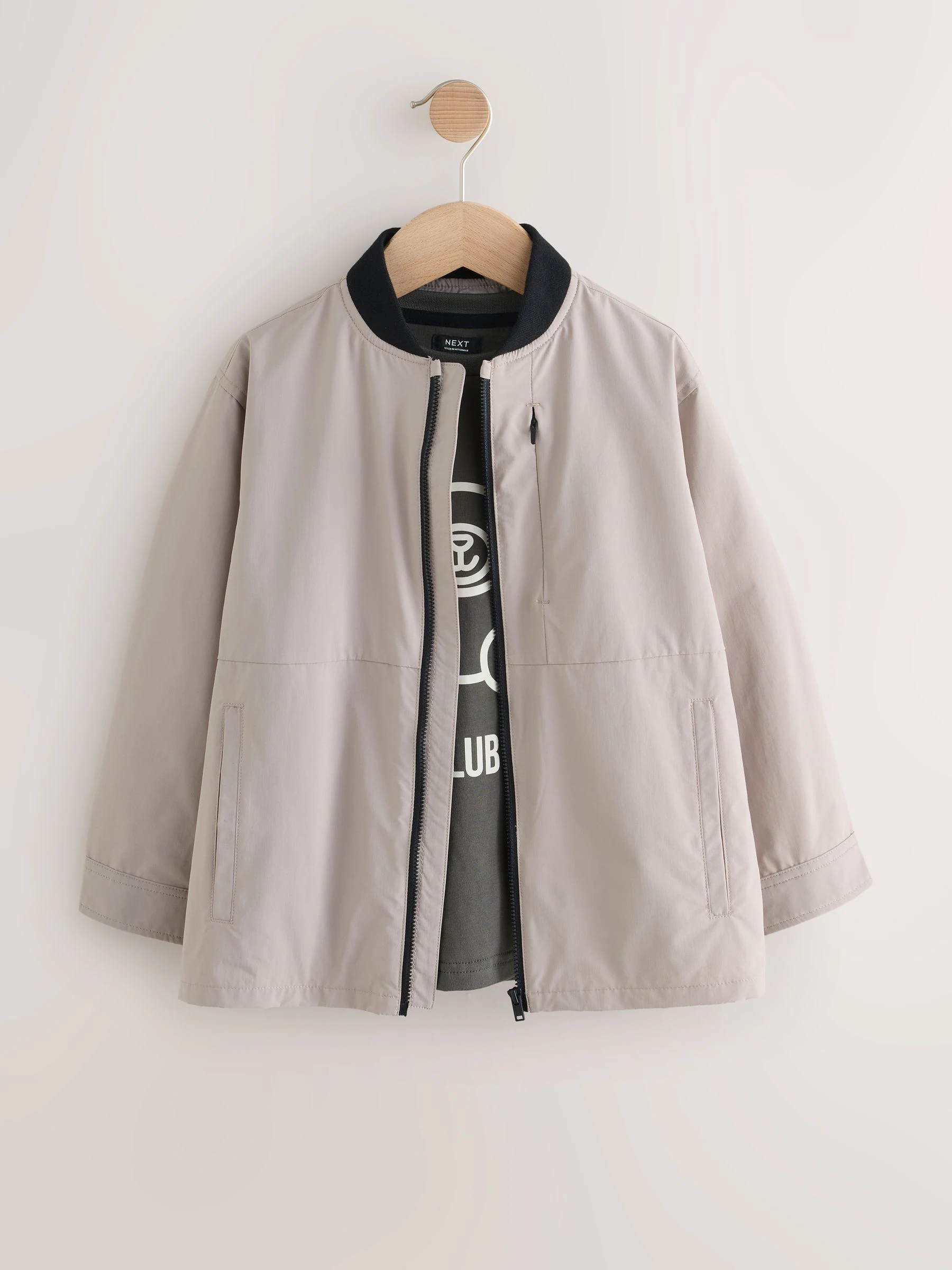 Taupe - Bomber Overshirt en T-shirt Set 2 Pieces (3mnd-7jr)