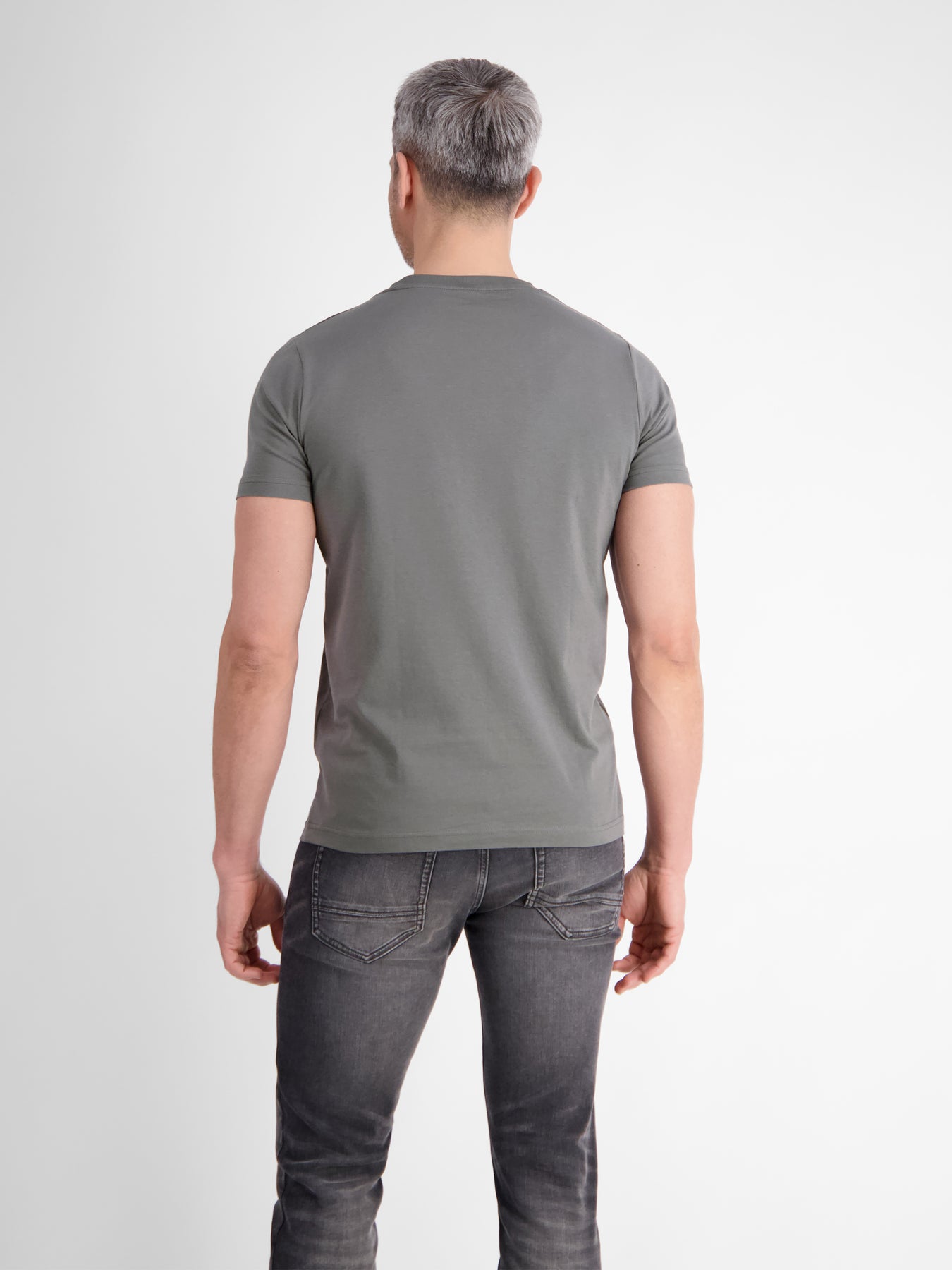 Unifarbenes T-Shirt mit Print