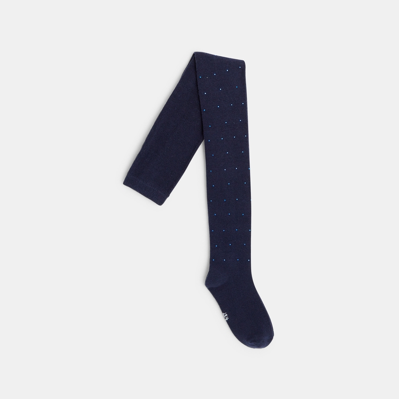 Collants chauds à petits pois bleus fille