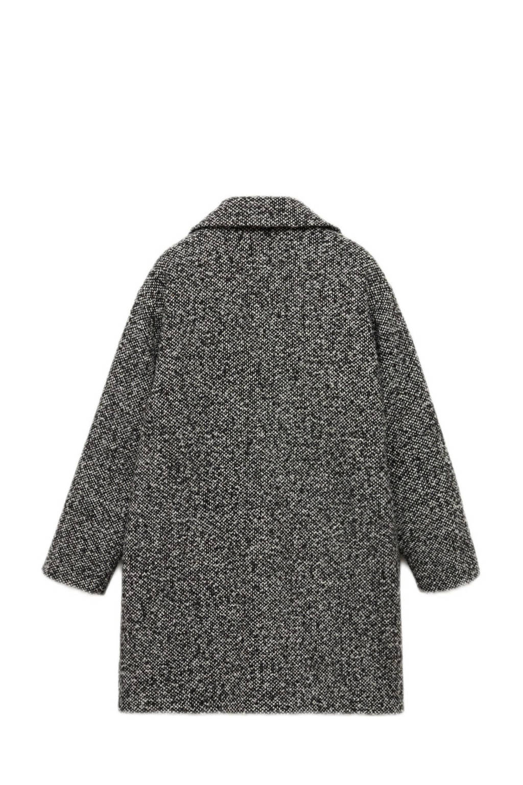 Mango Kids gemêleerdewinterjas zwart/wit melange