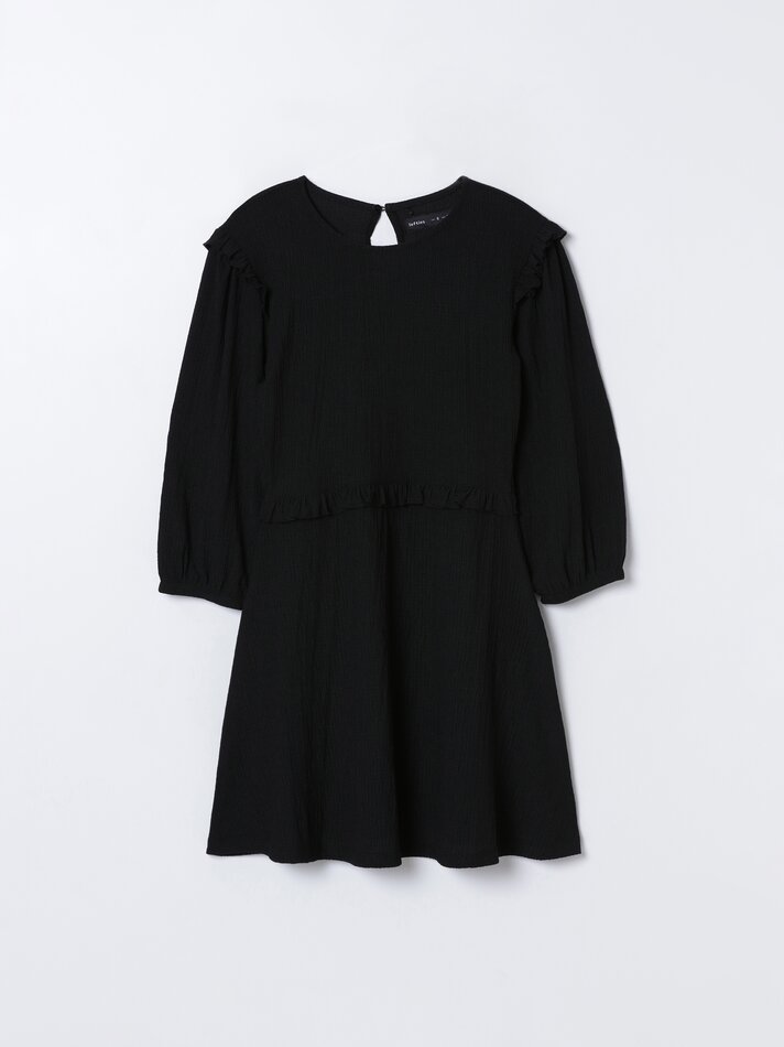 Vestido com detalhe de babado - Preto