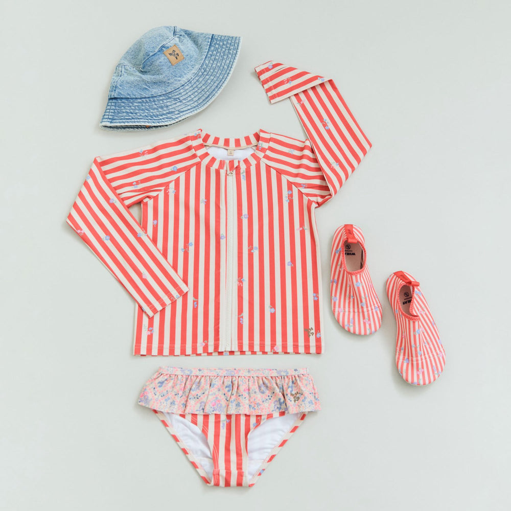 Køb Wheat Red Stripe Flowers Swim T-shirt L/S Zip Ada