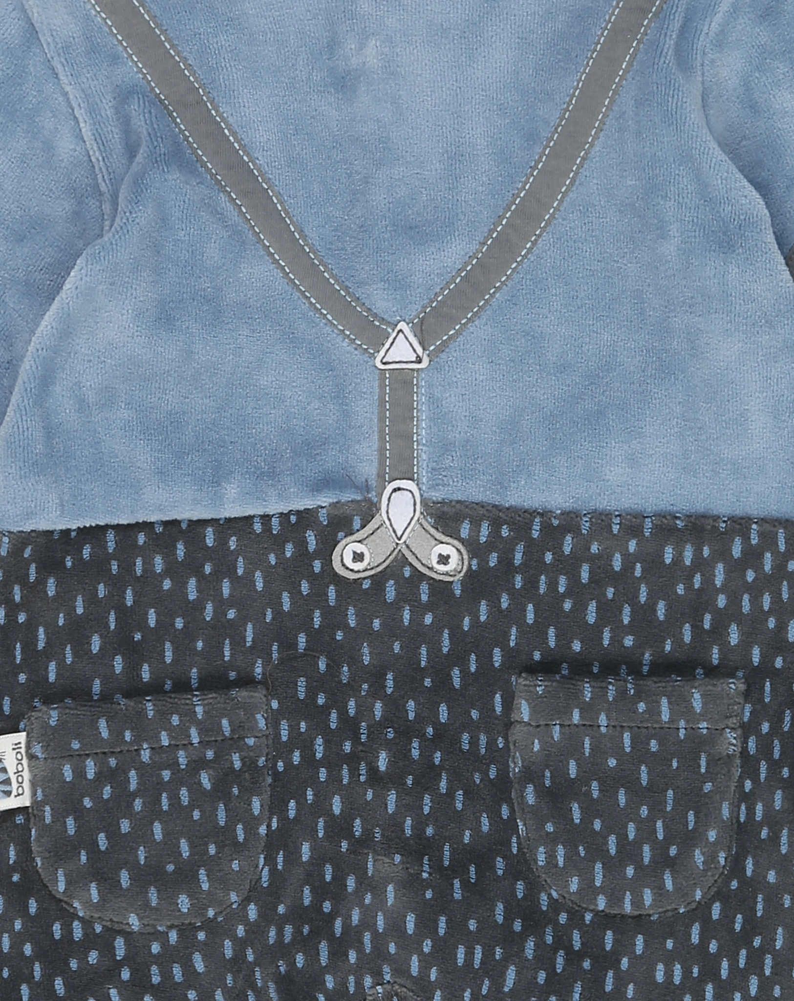 Velours-Strampler TIRANTES in blau