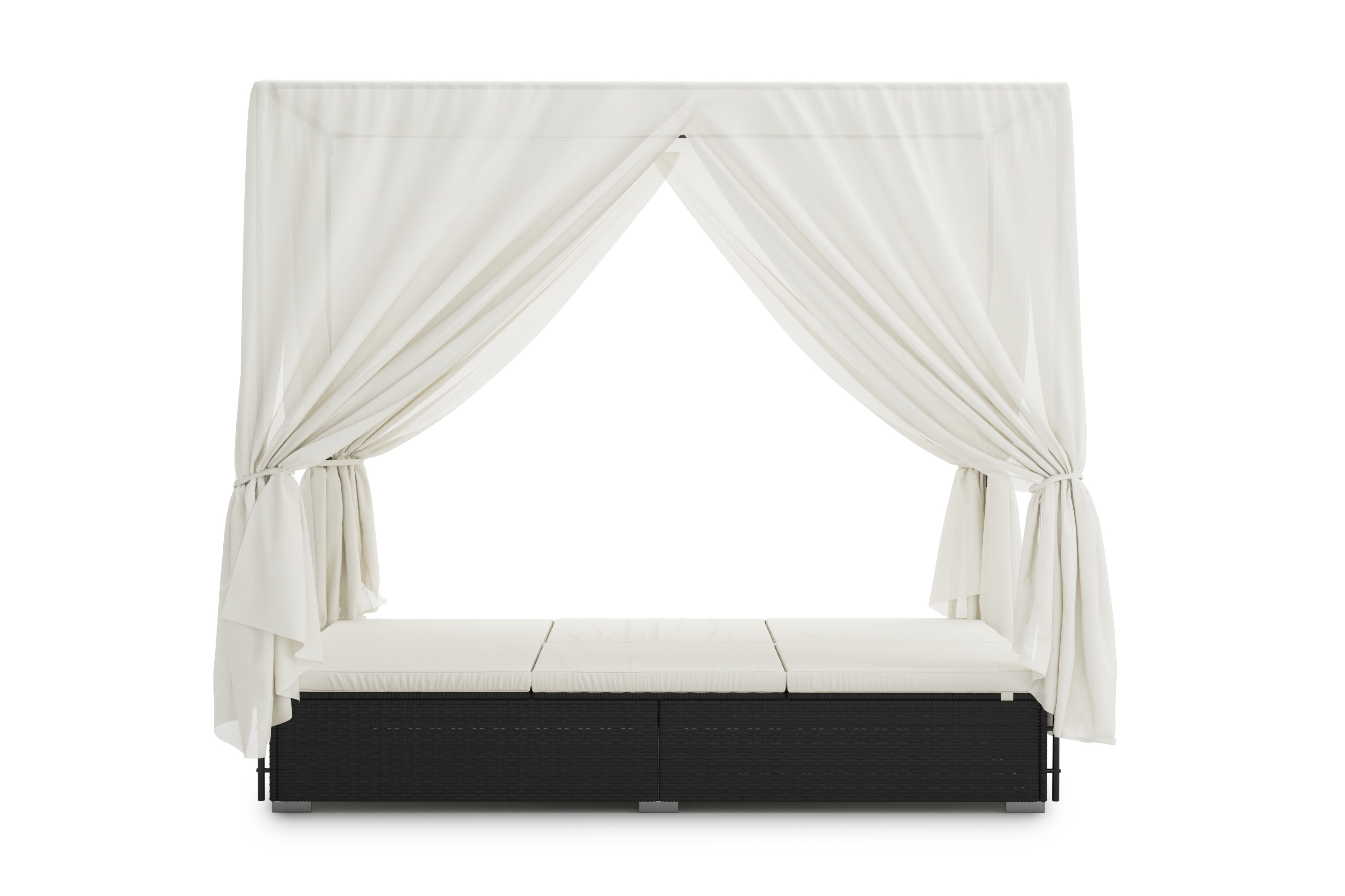 Sonnenbett Rattan schwarz/weiss