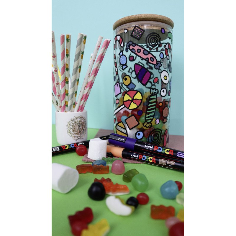 Marqueur Posca PC5M couleurs chaudes assorties pointe conique 1,8 à 2,5 mm - Étui de 8