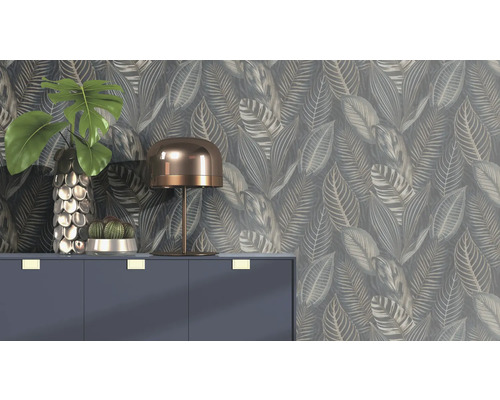 Vliesbehang 751840 African Queen III Bladeren blauw