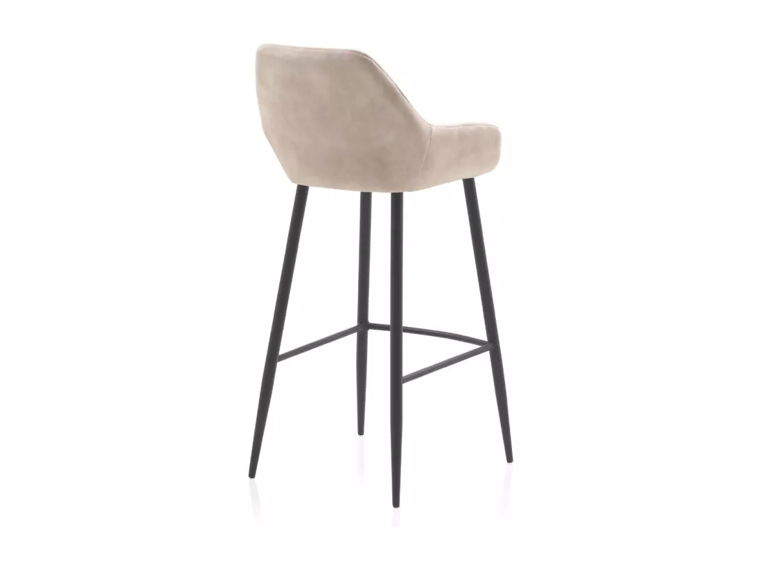 Lot de 2 tabourets rembourrés de couleur beige et pieds métal noir