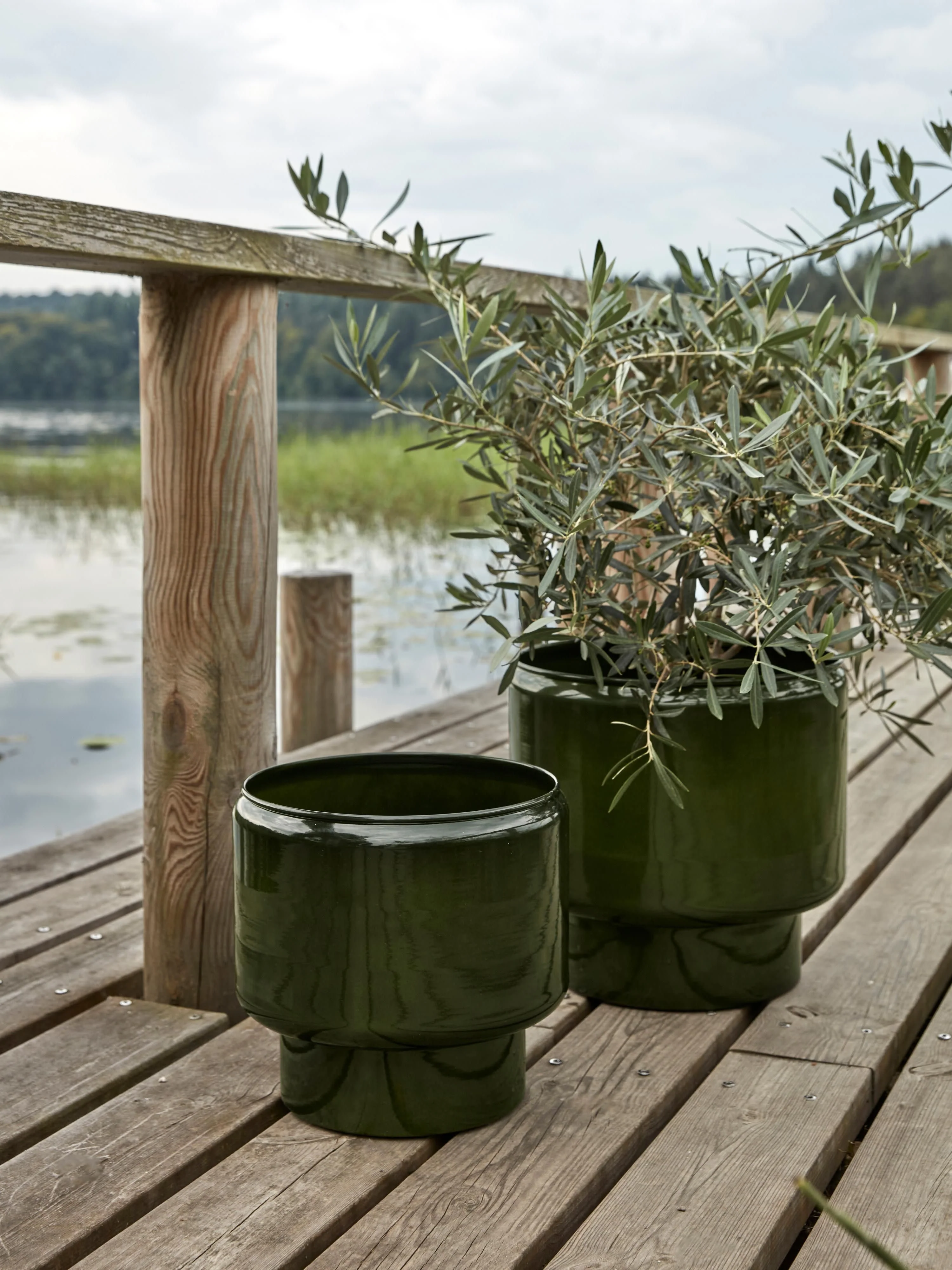 Handbeschilderde plantenbakken Oasis, 2-delig