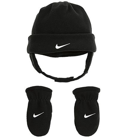 Nike Mütze/Fäustlinge - Swoosh- Fleece - Schwarz