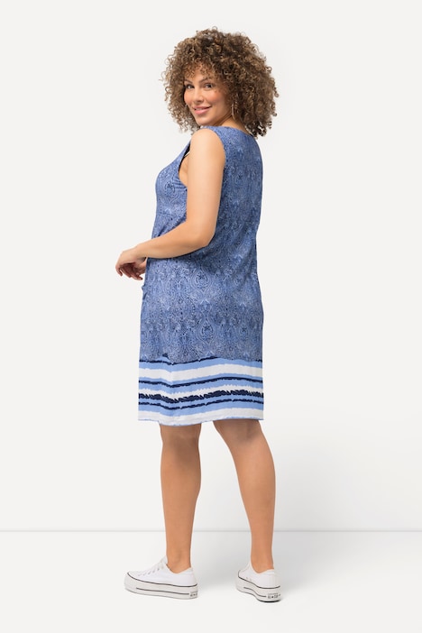 Jersey-Minikleid, Paisley, A-Linie, Rundhals, ärmellos