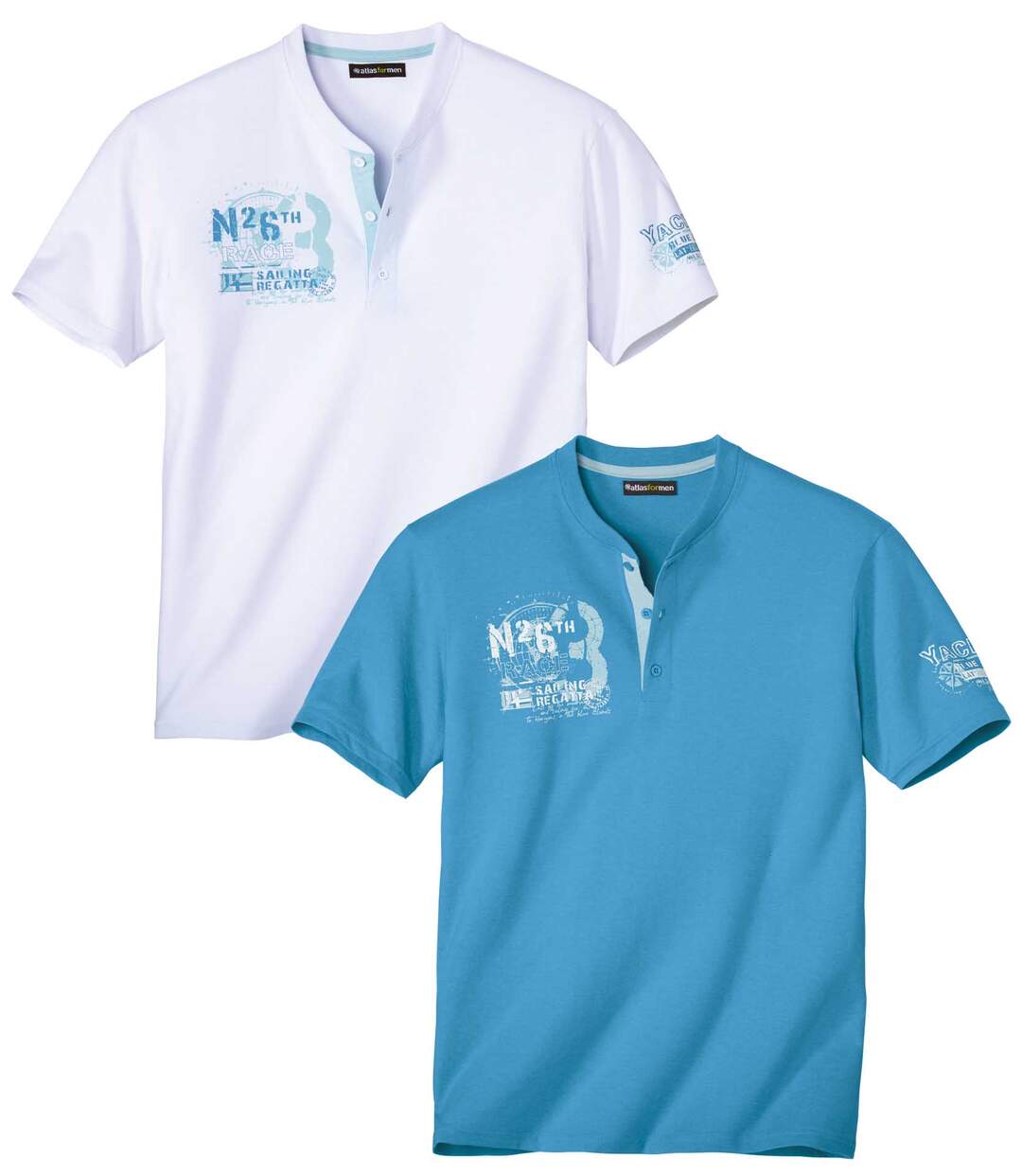 Lot de 2 Tee-Shirts Col Tunisien Nautic