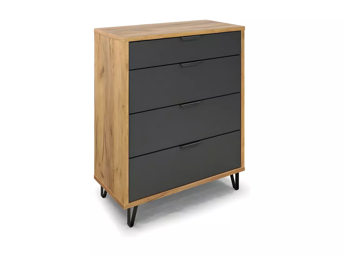 Commode 4 tiroirs naturel et gris Harry