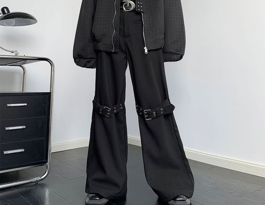 ravewider - Hoge taille effen uitlopende broek