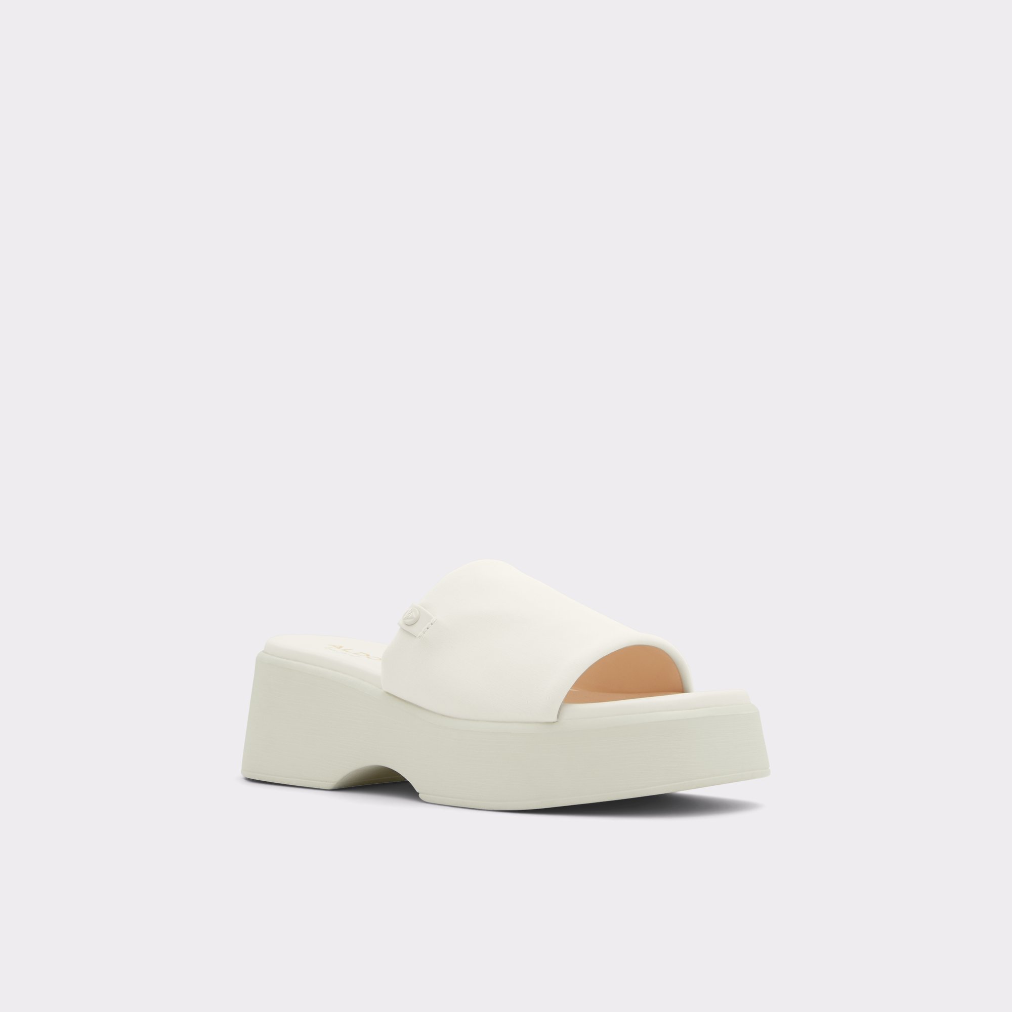 Yassu White Textile Stretch Women Platform sandals