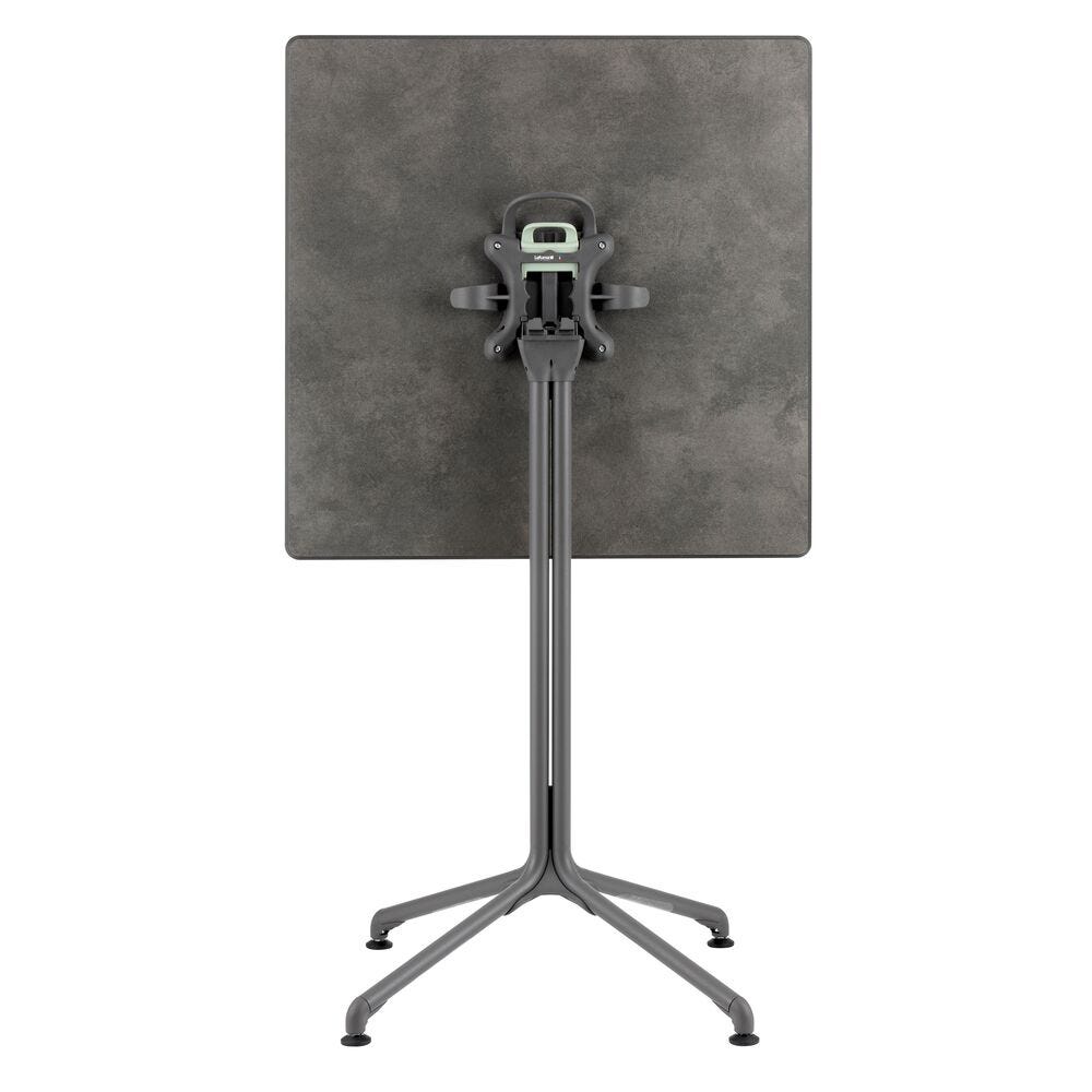 Set Quadratischer Esstisch und 2 Sessel Komforthöhe Horizon HPL Titane