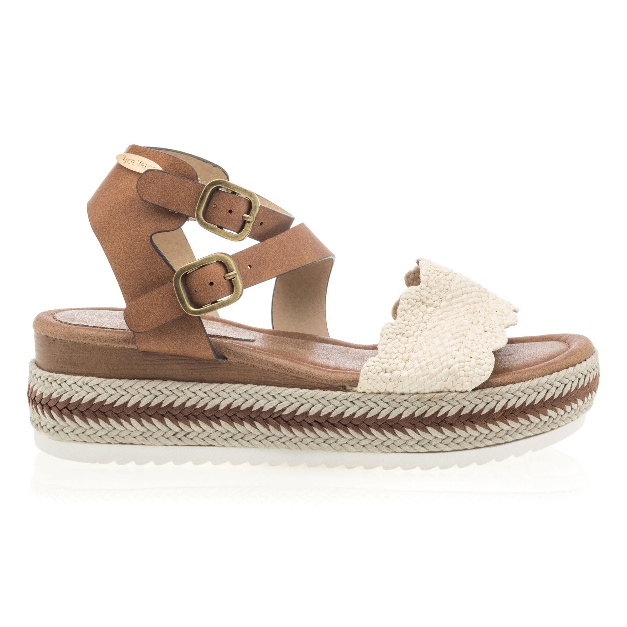 Sandales à talon compensé Femme cognac