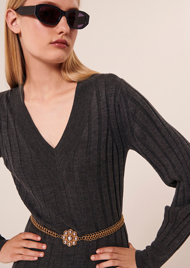 Robe Ryokagrise en laine merinos