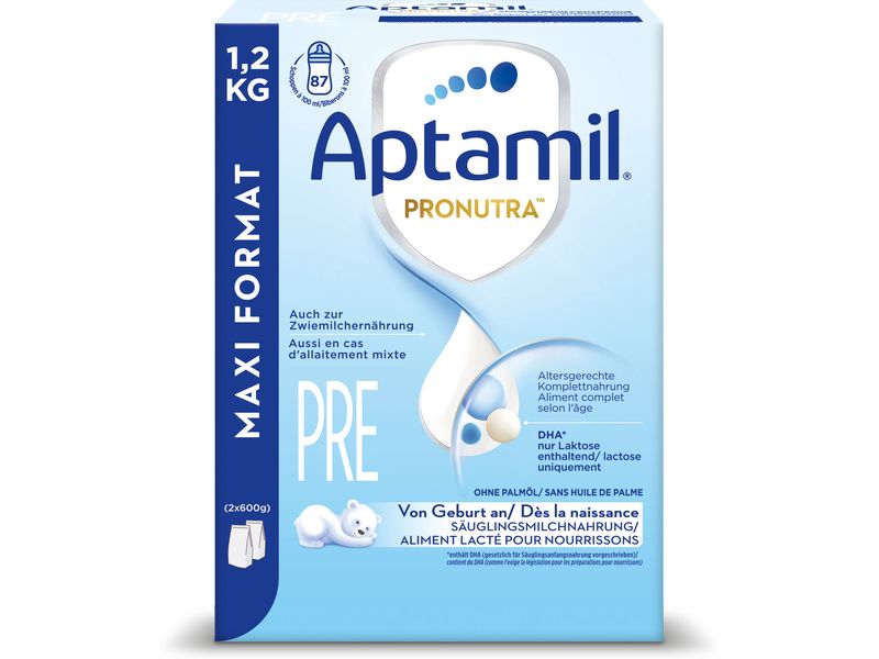 Aptamil Anfangsmilch Pronutra Pre, 2x 600 g Säuglingsmilchnahrung Bag in Box