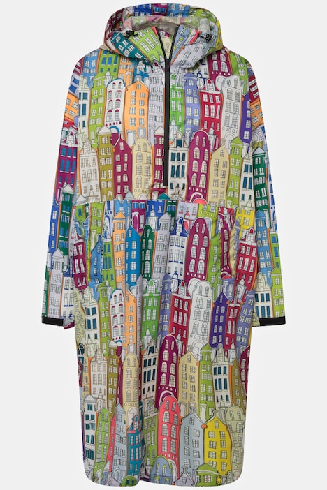 Funktions-Regencape, Unisex, Print, Kapuze