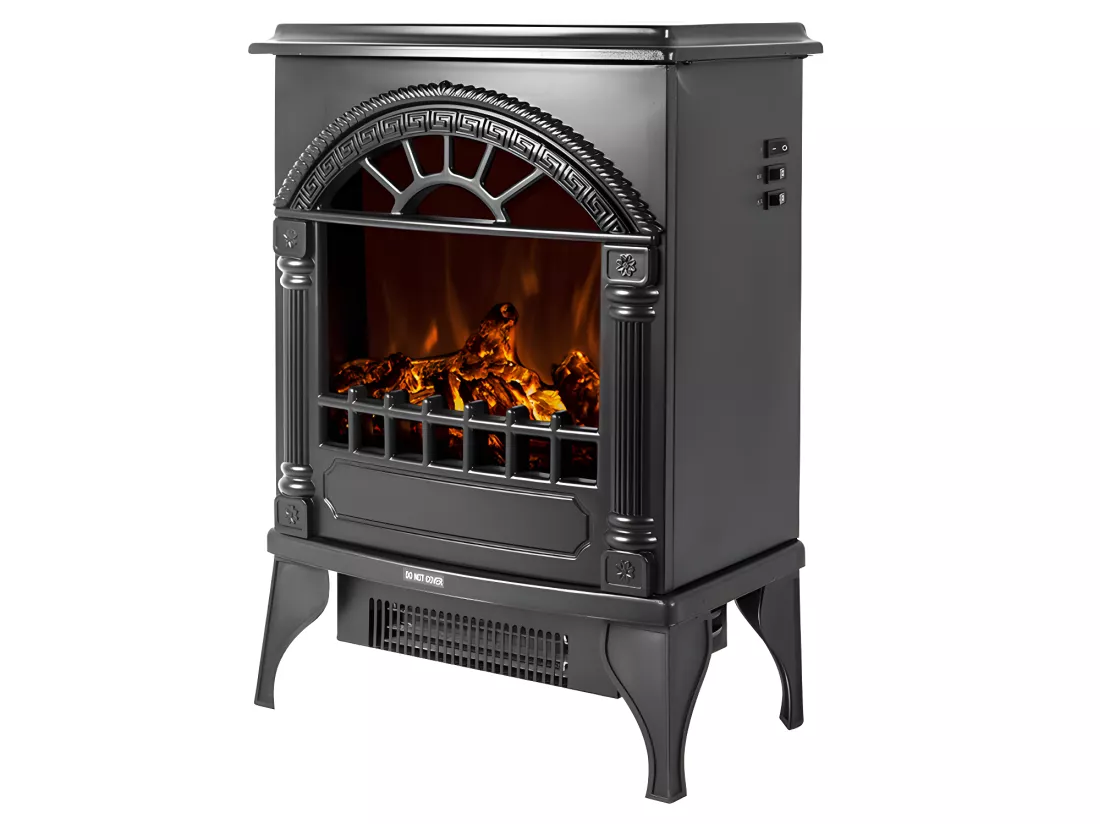 Cheminée électrique poêle PITON - L41 x P25.5 x H56.5 cm - Noire
