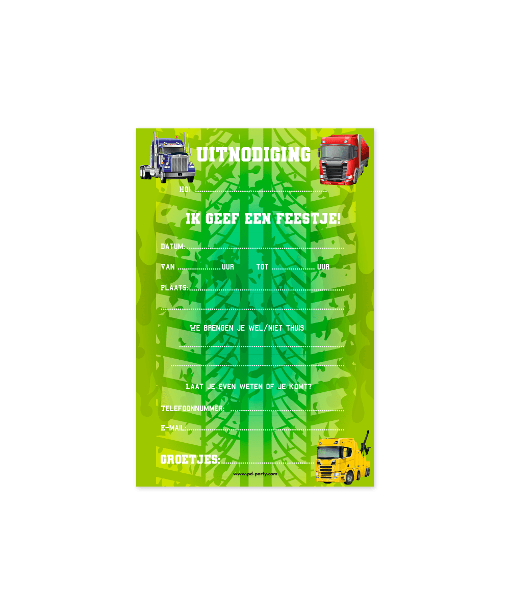 Party Uitnodigingen Trucks 16cm