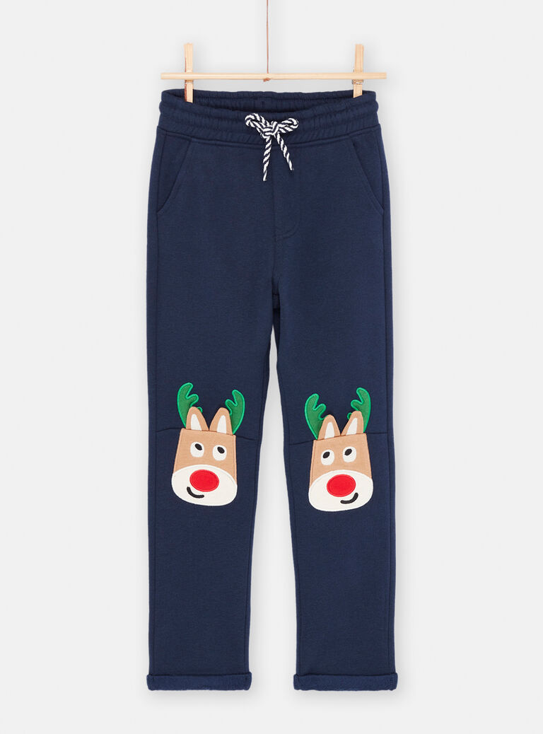 Pantalon bleu nuit avec patchs cerfs pour garçon