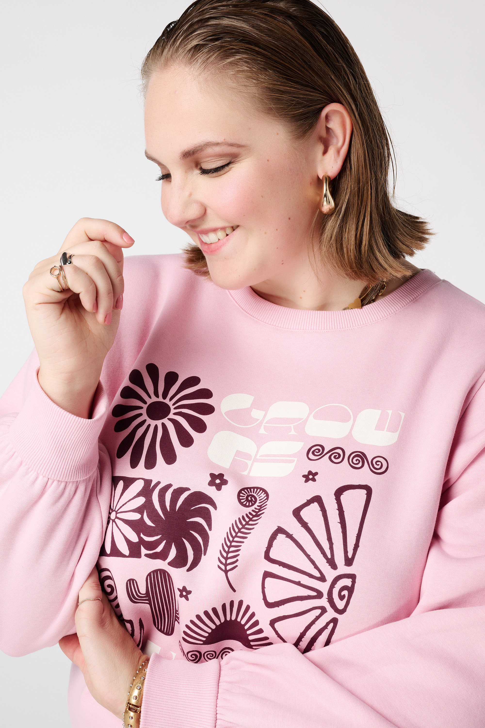 Sweater met print Licht rose