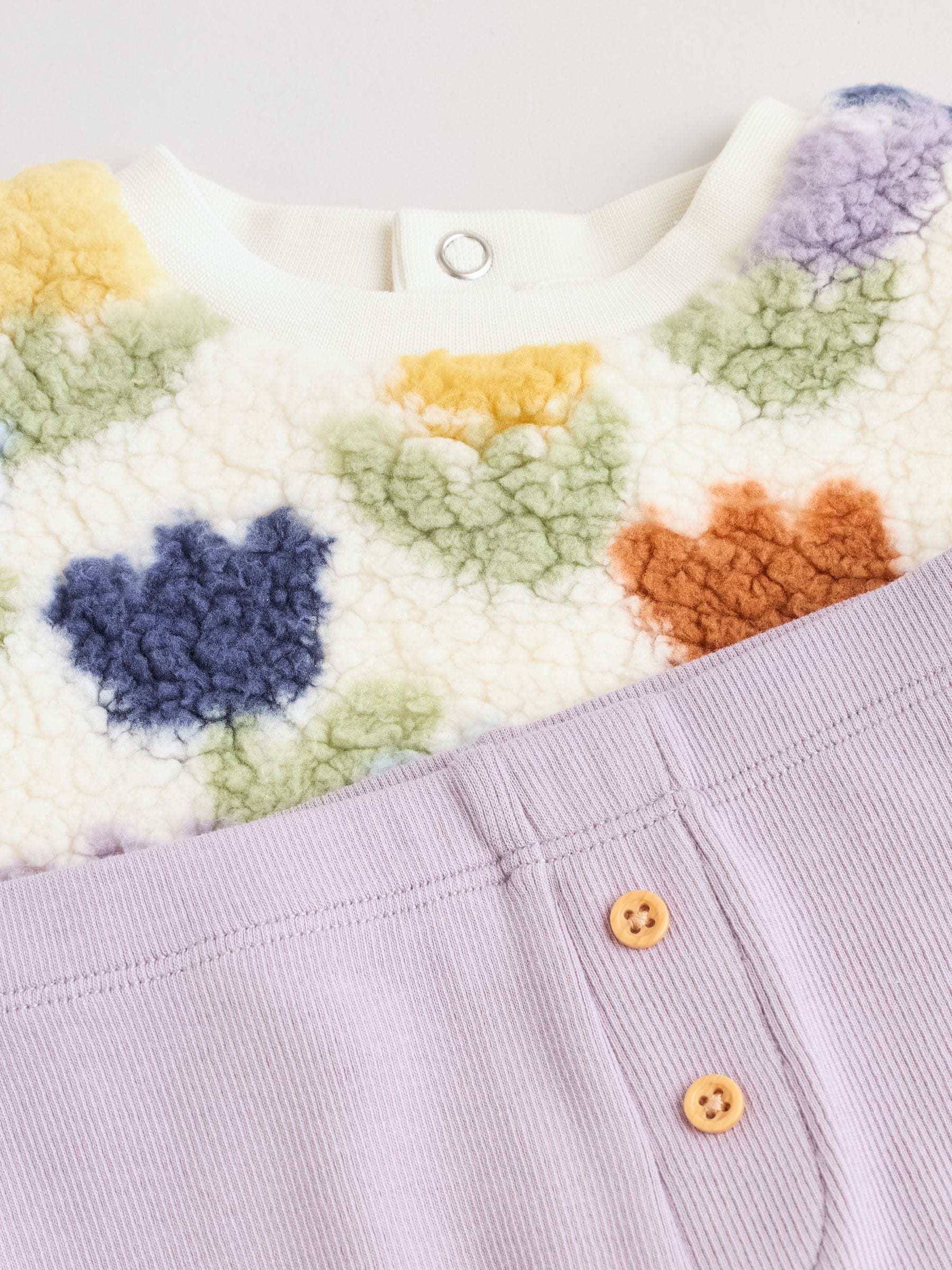 Crème/paarse tulp - 2 -delige Set van Fleece Tops en Leggings voor Baby''s (0mnd-2jr)