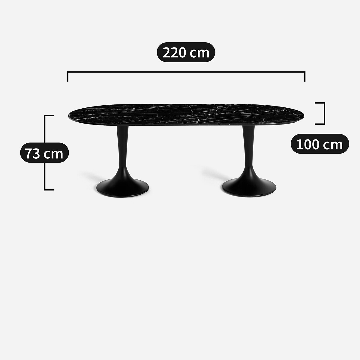 AM.PM<br>Tafelblad Ovalen em marmer, L220 cm, Ovalo