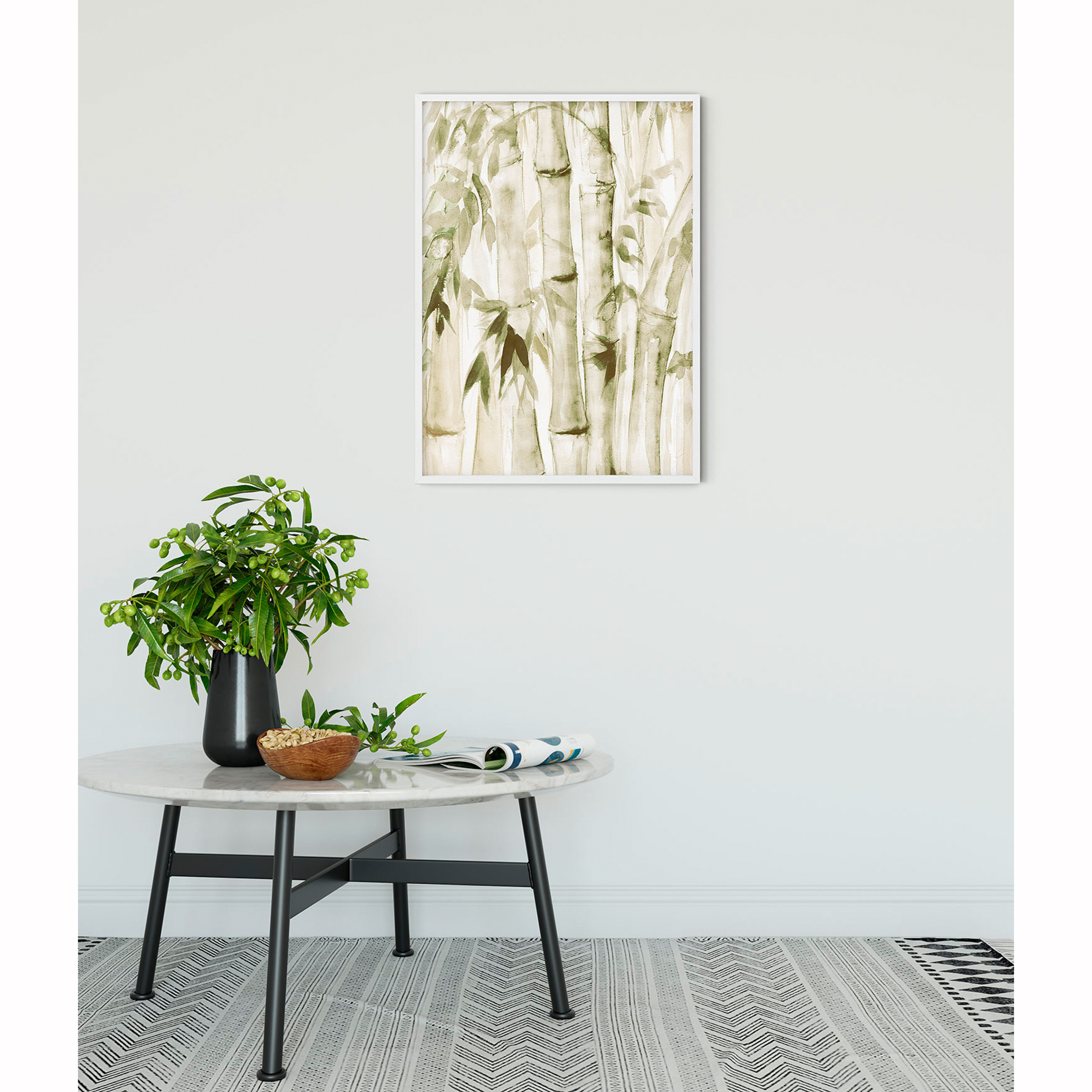 Wandbild WILD BAMBOO - grün-weiß - 50x70 cm