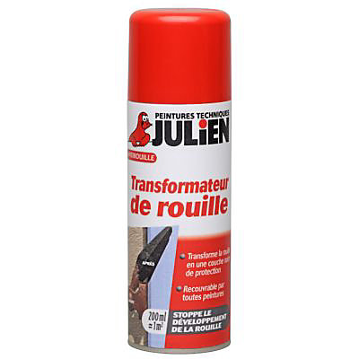 Aérosol extérieur Stop'Rouille transformateur de rouille Julien satin noir 200ml