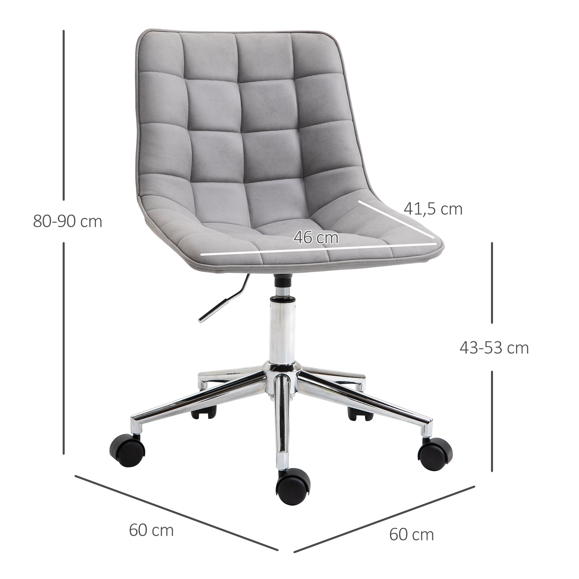 HOMCOM Bürostuhl ergonomisch grau 60 x 60 x 80-90 cm (BxTxH)