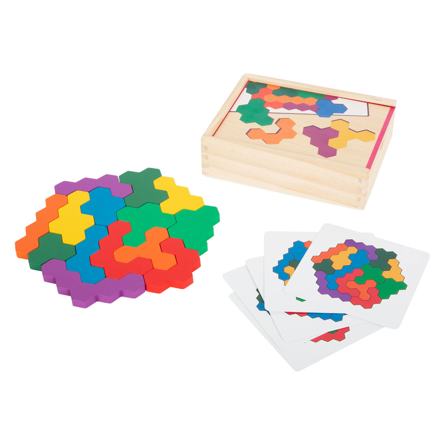 Small Foot-Houten Vormenpuzzel Hexagon