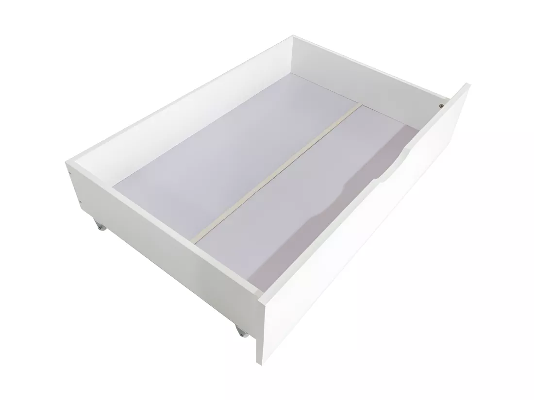 Lit superposé + 2 tiroirs bois blanc 90x190cm