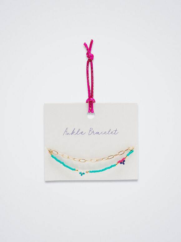 Pulseira de tornozelo com contas