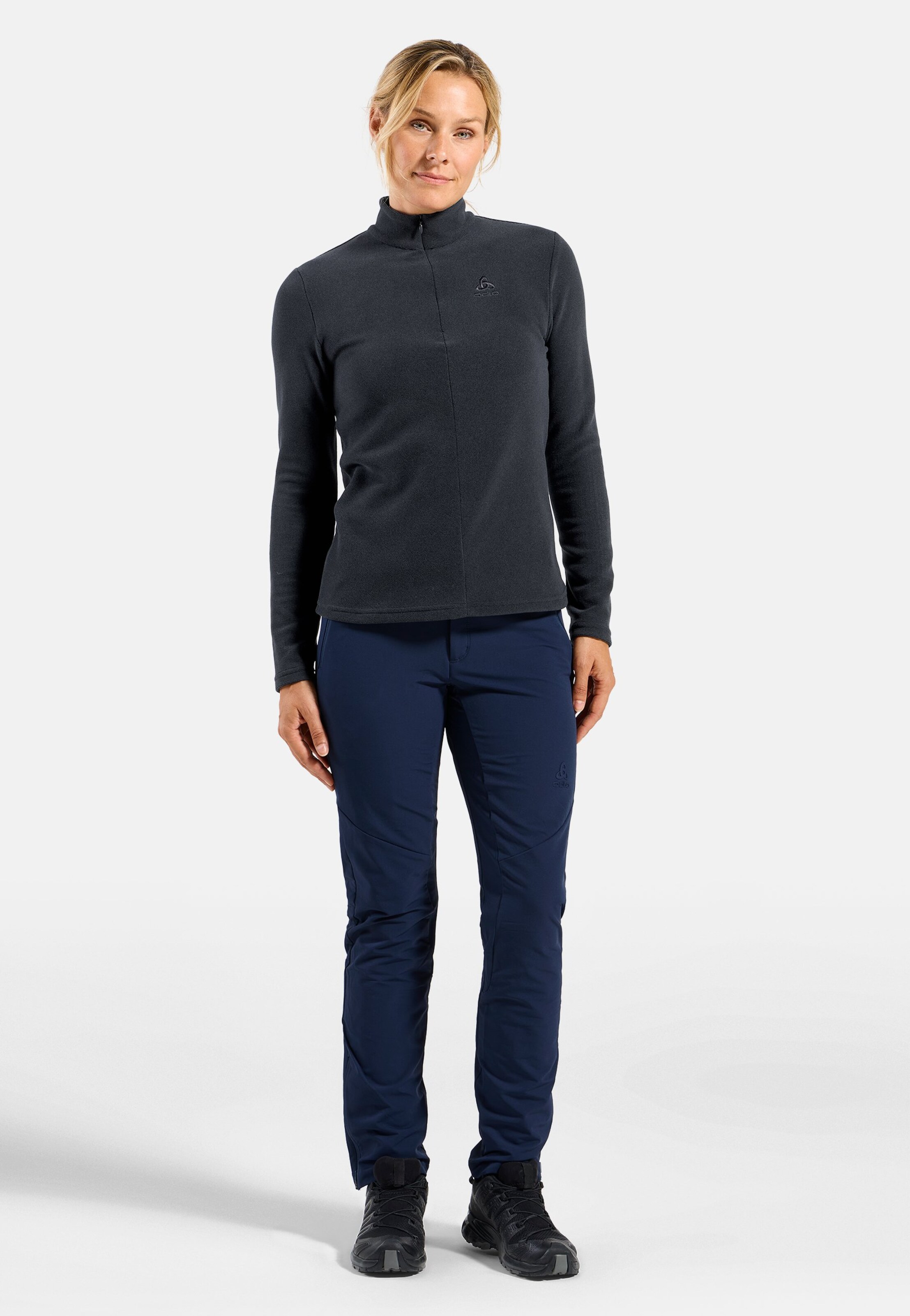 Damen Roy Mid Layer mit Halbreissverschluss in dark sapphire - black - stripes