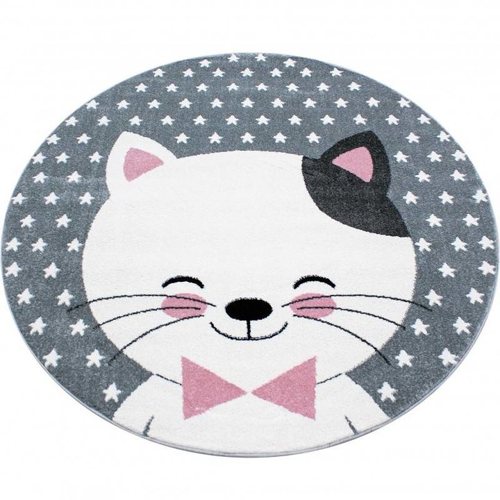 Kindervloerkleed - Roze Kat Rond